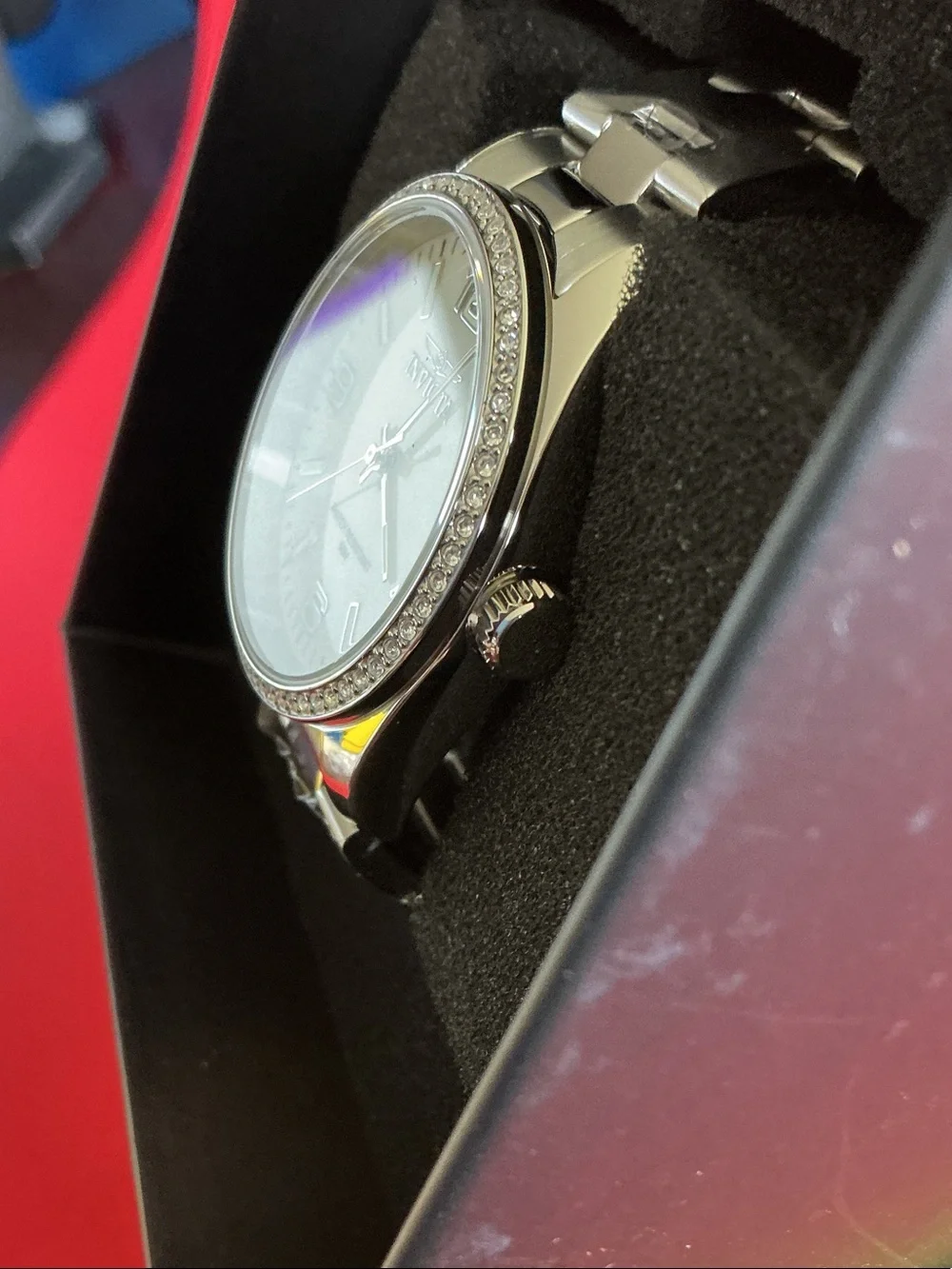 Invicta Silver Crystal-Accented Stainless Steel Bracelet Watch